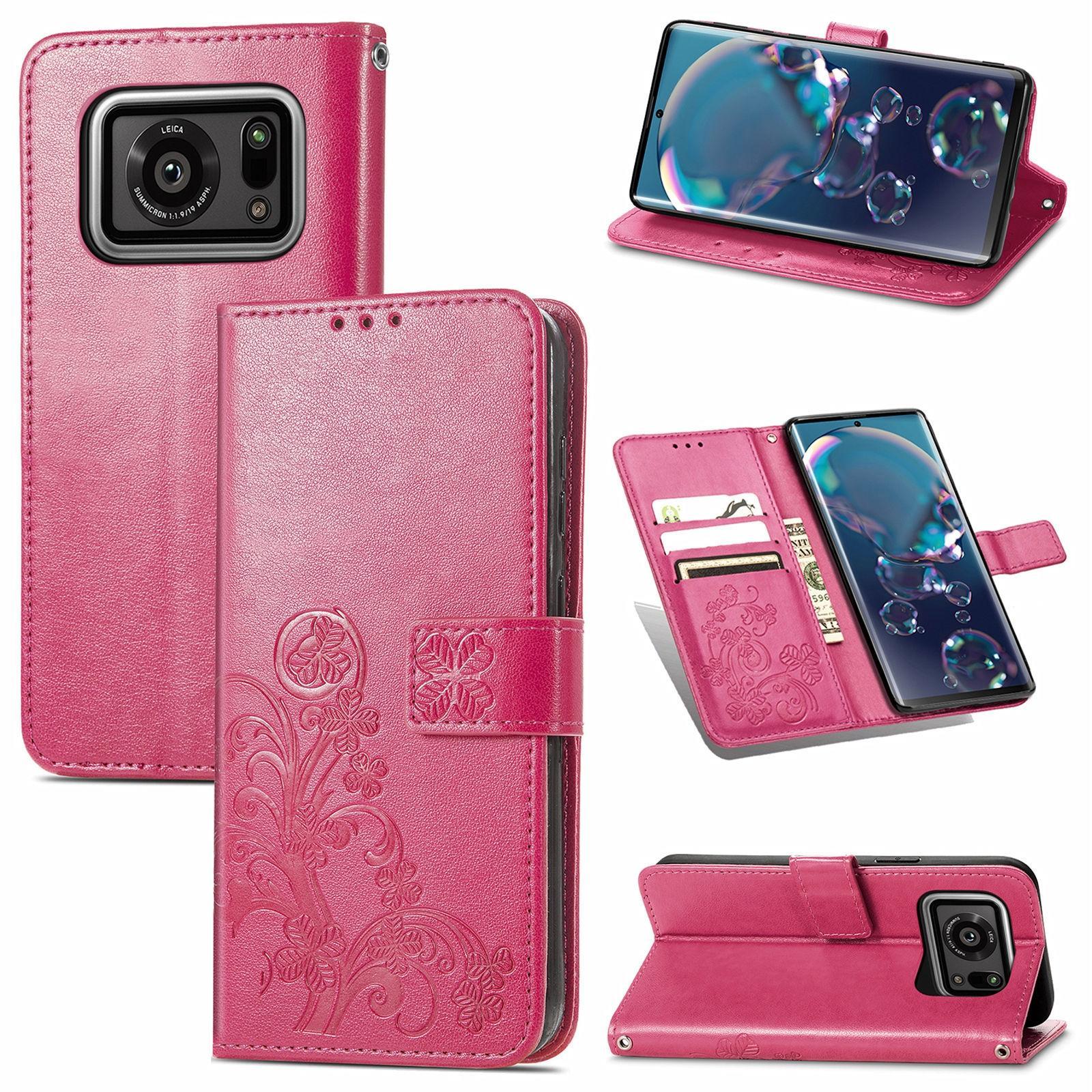 For Sharp R6 Four-leaf Clasp Embossed Buckle Mobile Phone Protection Leather Case with Lanyard & Card Slot & Wallet & Bracket Function(Magenta)