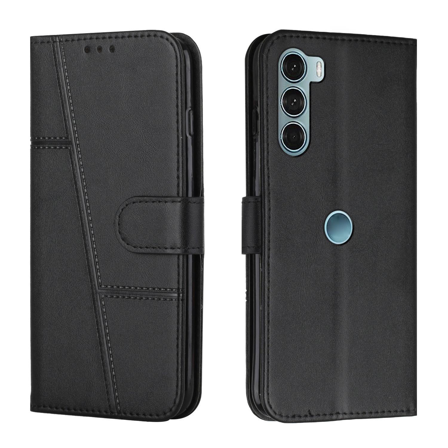 For Motorola Moto G200 5G / Edge S30 Stitching Calf Texture Buckle Leather Phone Case(Black)