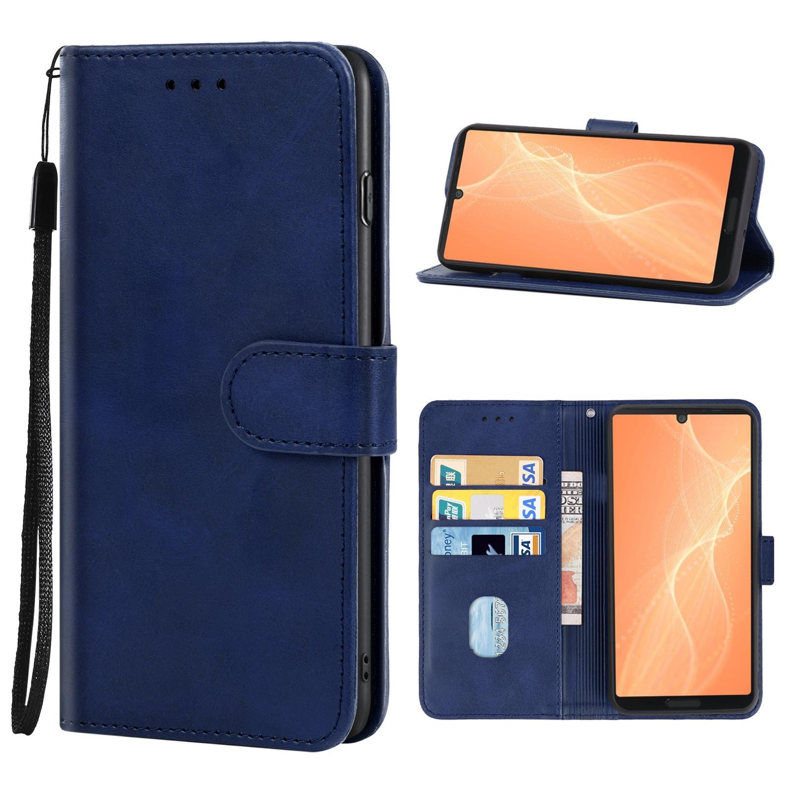 Leather Phone Case For Sharp Aquos Sense 4(Blue)