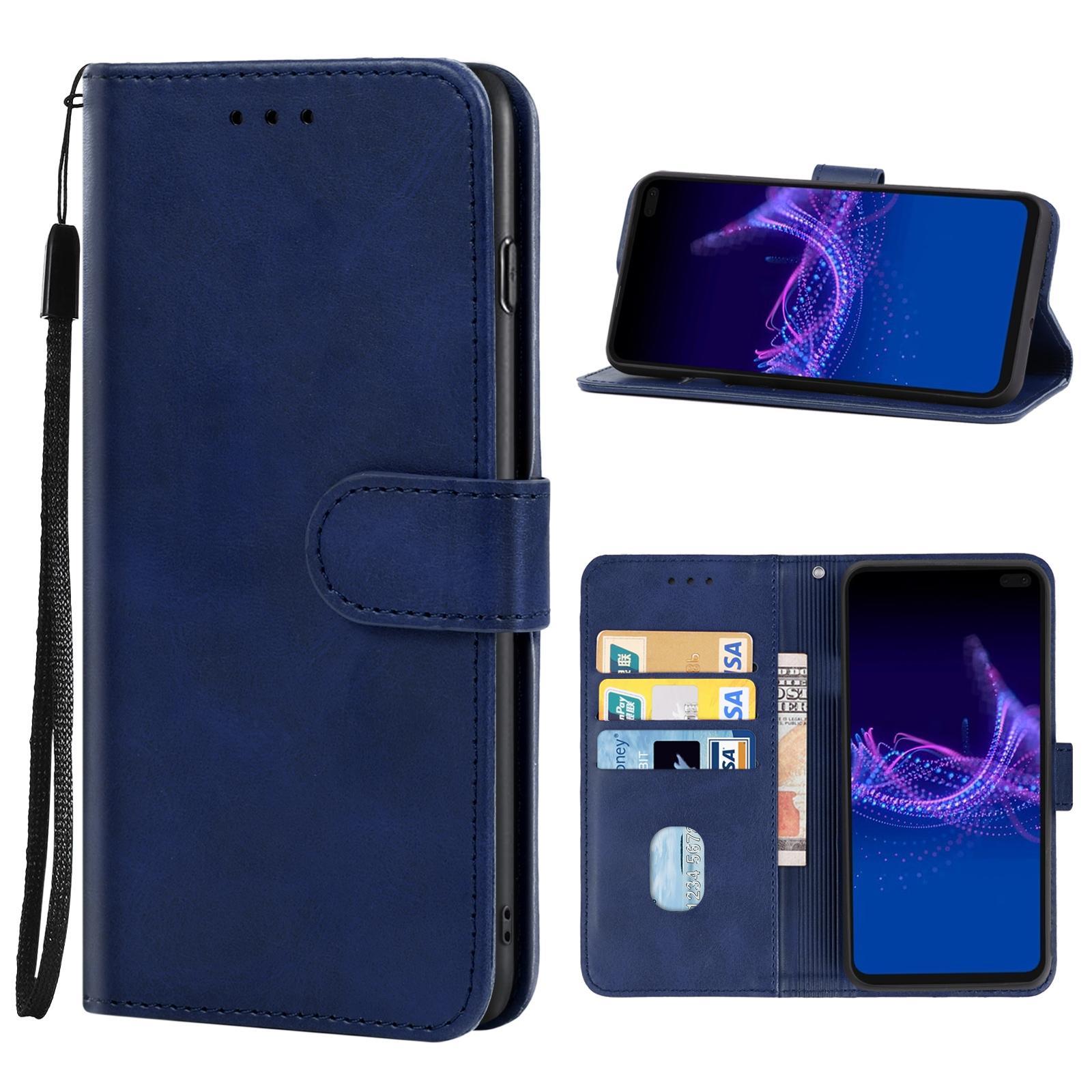 Leather Phone Case For Sharp Aquos Sense 4 Plus(Blue)