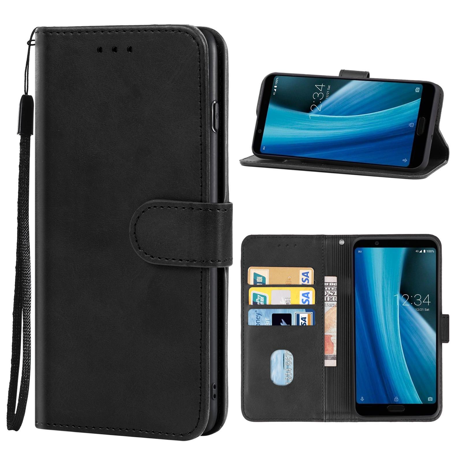 Leather Phone Case For Sharp Aquos Sense 3 Plus(Black)