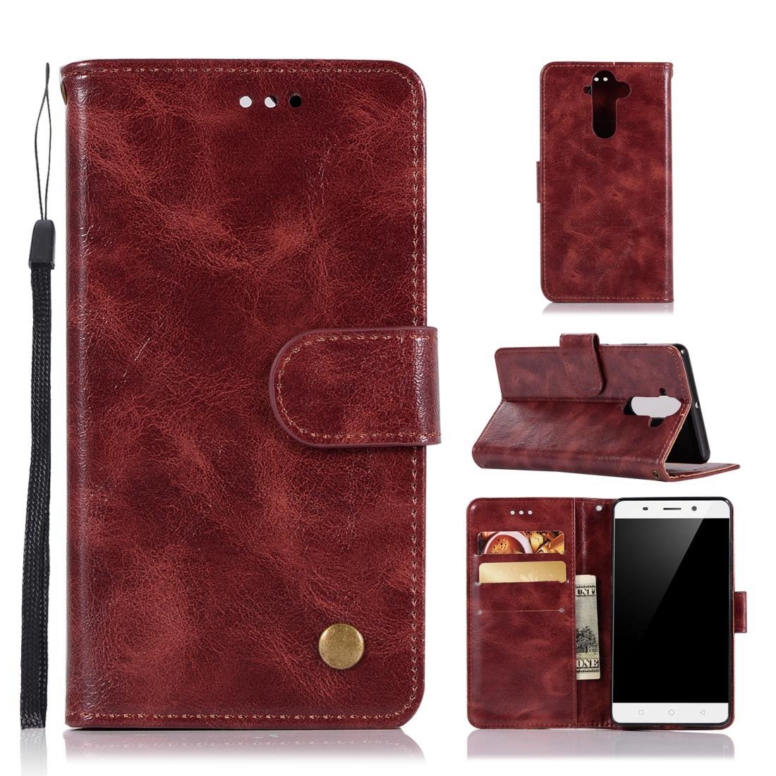 For Nokia 8 Sirocco Retro Copper Buckle Crazy Horse Horizontal Flip PU Leather Case with Holder & Card Slots & Wallet & Lanyard(Wine red)
