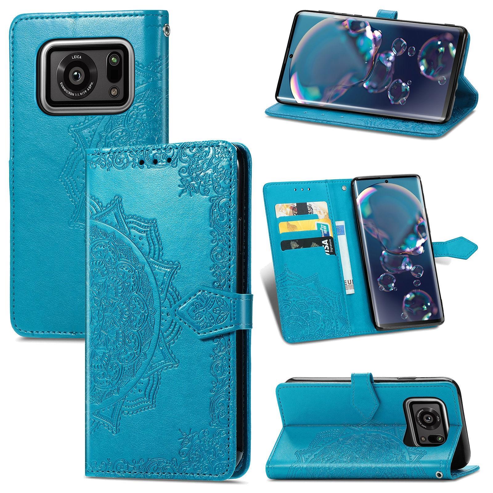 For Sharp R6 Mandala Flower Embossed Horizontal Flip Leather Case with Bracket / Card Slot / Wallet / Lanyard(Blue)