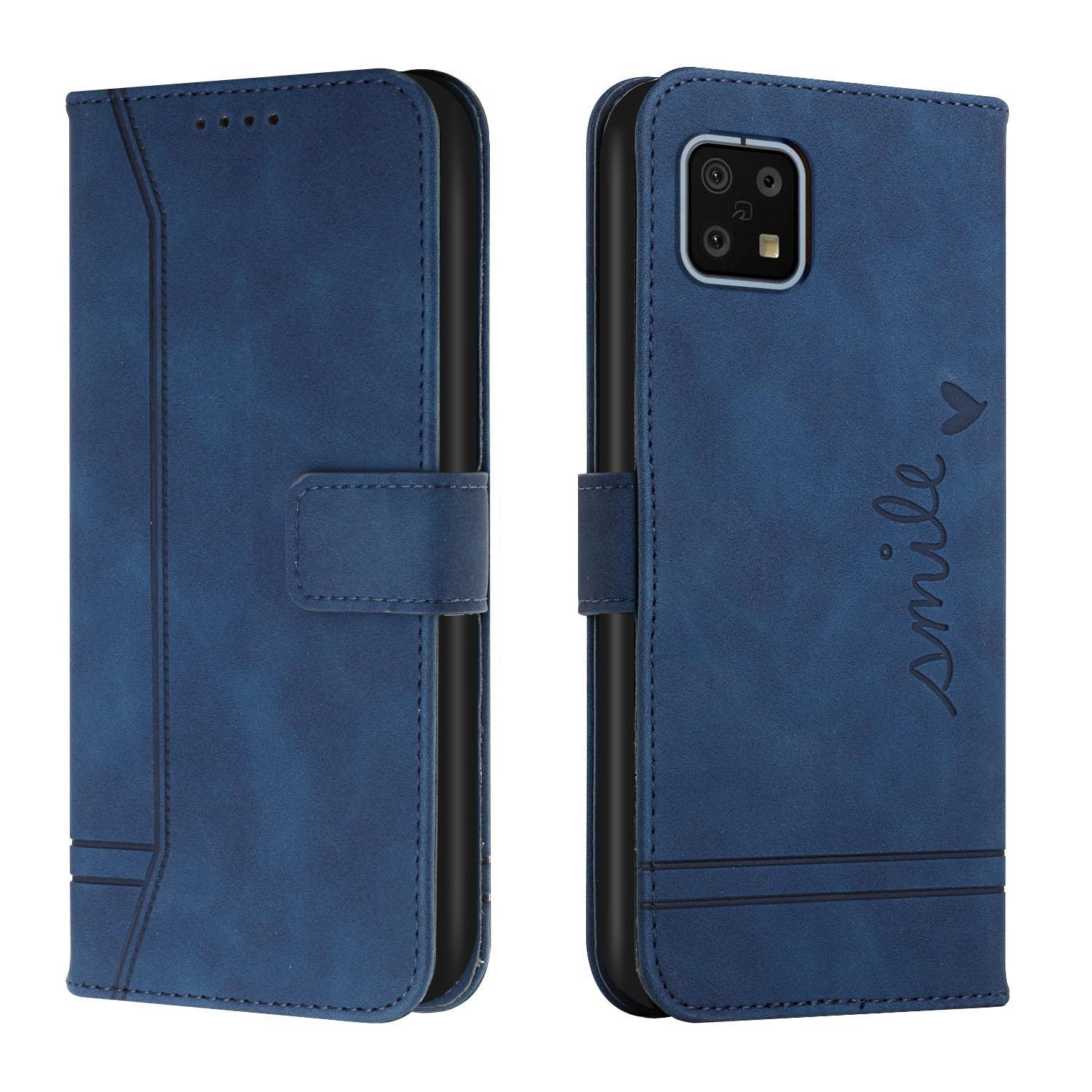 For Sharp Aquos Sense 6 Retro Skin Feel Horizontal Flip Soft TPU + PU Leather Phone Case(Blue)