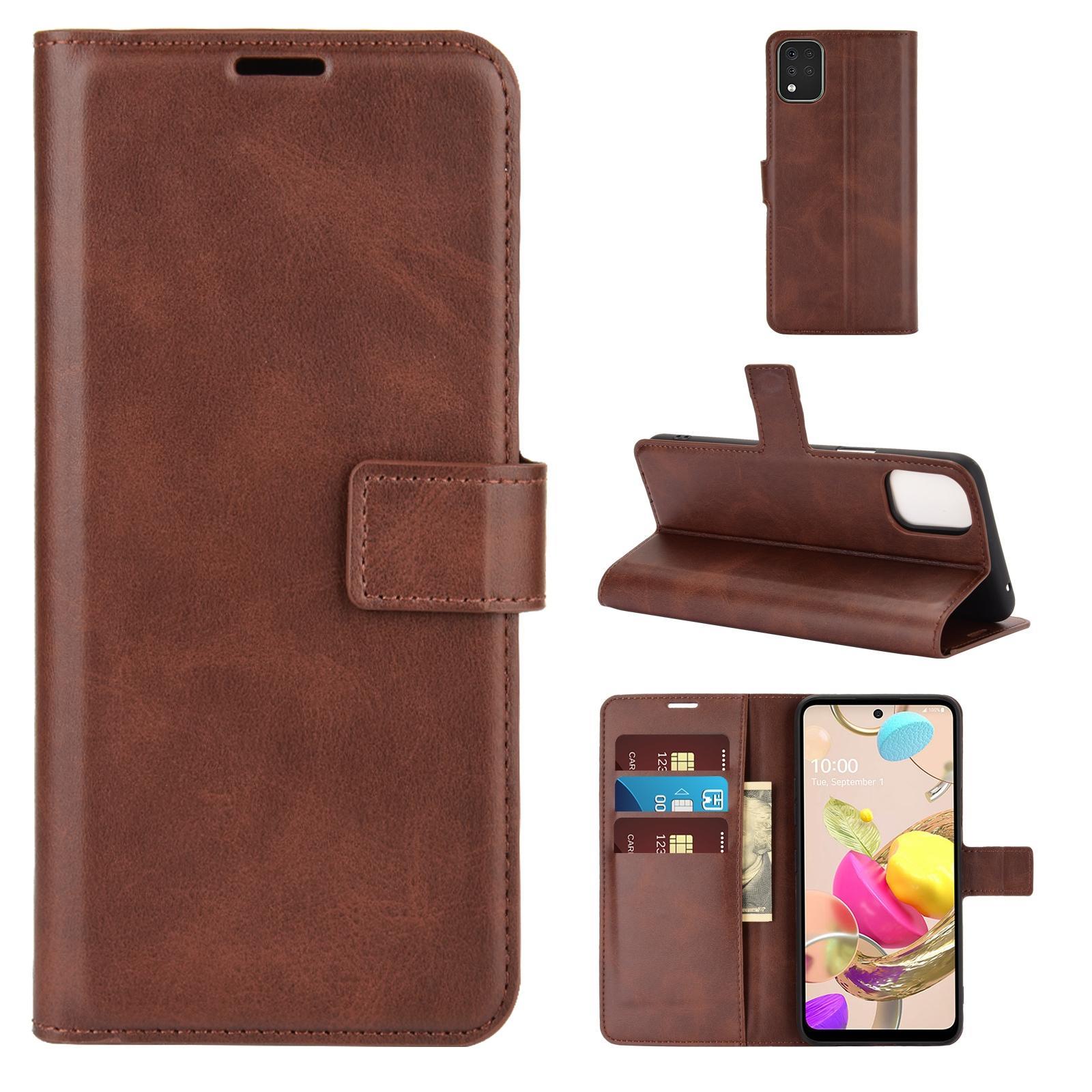 For LG K42 Retro Calf Pattern Buckle Horizontal Flip Leather Case with Holder & Card Slots & Wallet(Dark Brown)