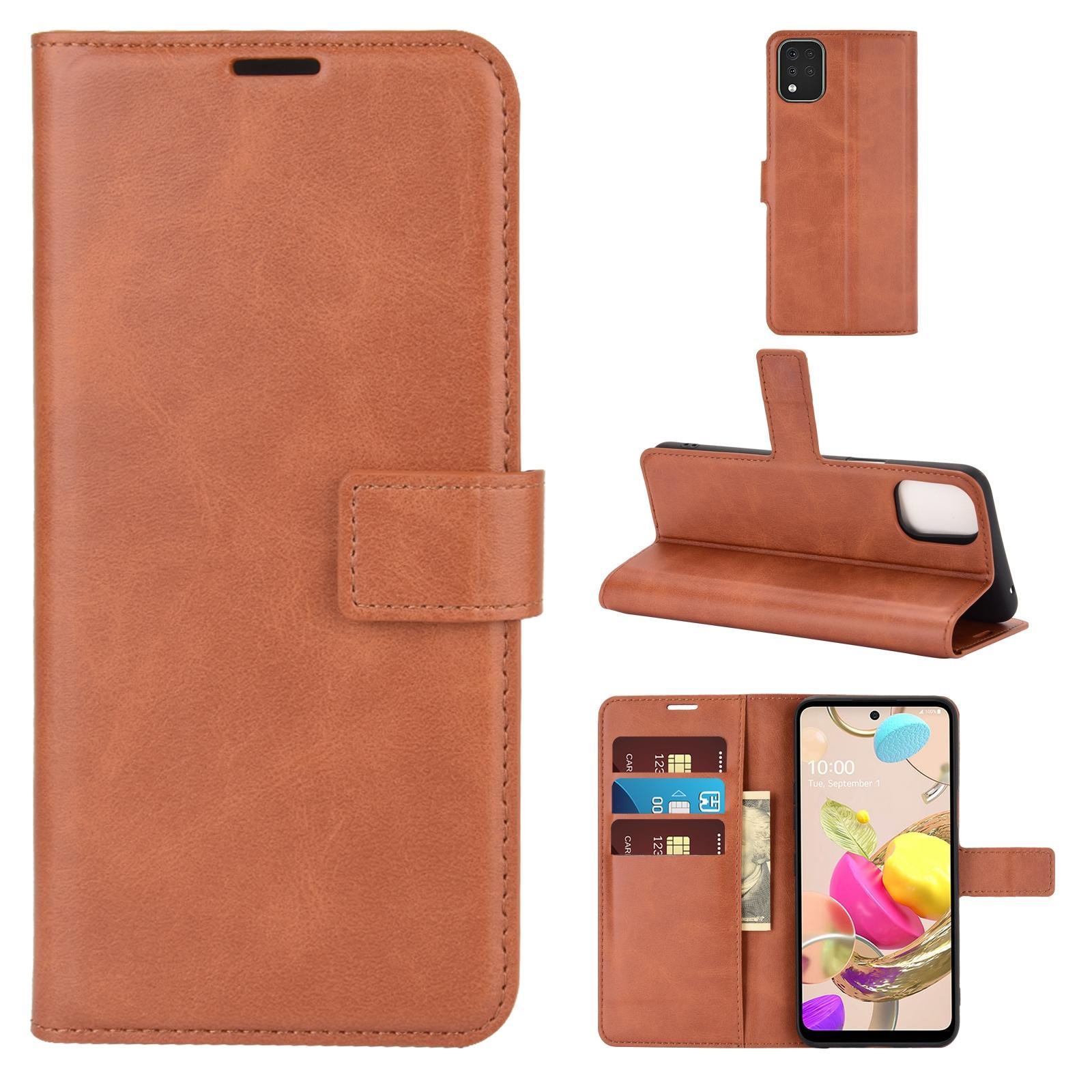 For LG K42 Retro Calf Pattern Buckle Horizontal Flip Leather Case with Holder & Card Slots & Wallet(Light Brown)