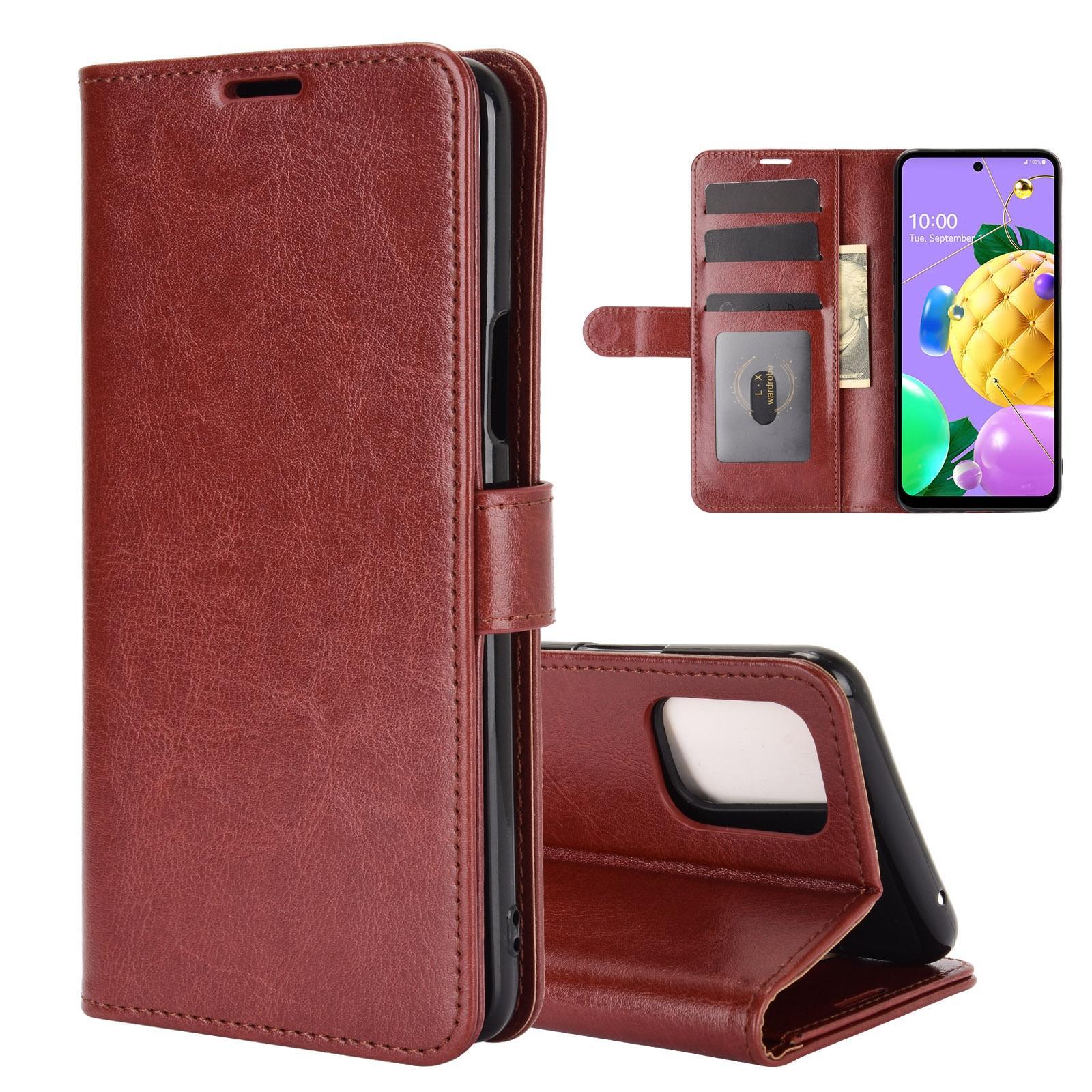 For LG K52 R64 Texture Single Horizontal Flip Protective Case with Holder & Card Slots & Wallet& Photo Frame(Brown)