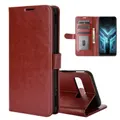 For Asus ROG Phone 3 Strix ZS661KS R64 Texture Single Horizontal Flip Protective Case with Holder & Card Slots & Wallet& Photo Frame(Brown)