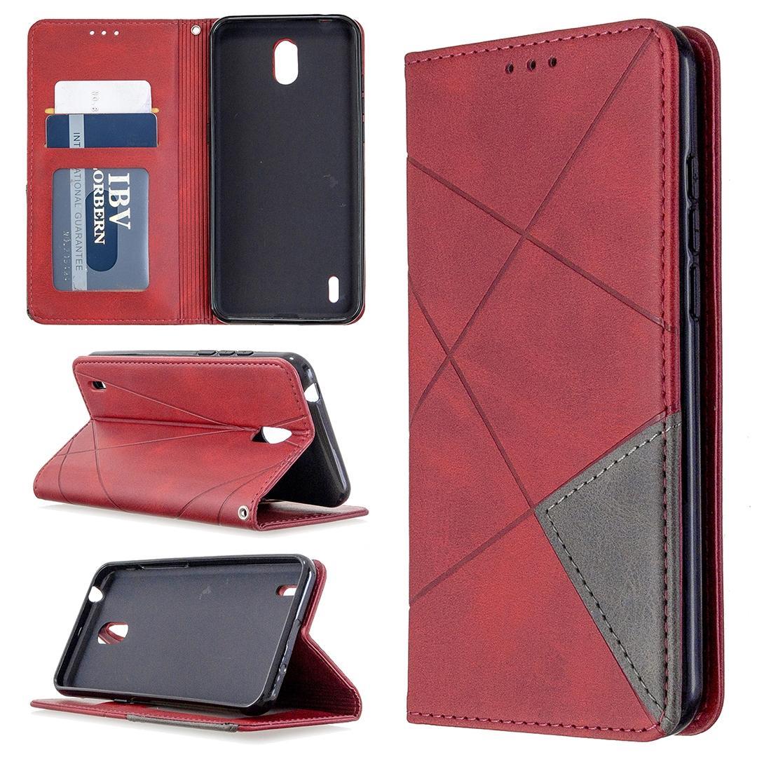 For Nokia 1.3 Rhombus Texture Horizontal Flip Magnetic Leather Case with Holder & Card Slots & Wallet(Red)