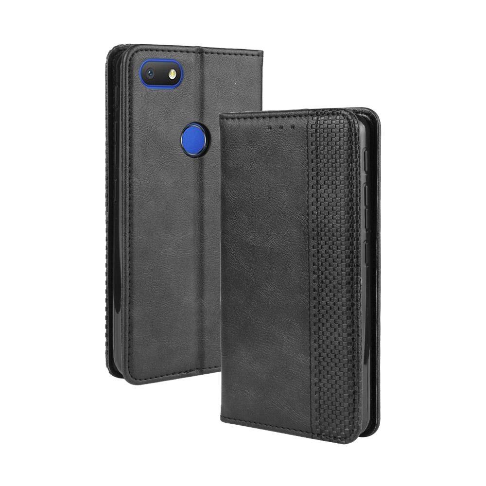 For Alcatel 1V (2019) with Fingerprint Hole Magnetic Buckle Retro Crazy Horse Texture Horizontal Flip Leather Case with Holder & Card Slots & Photo Fr