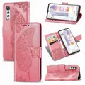 Butterfly Love Flowers Embossed Horizontal Flip Leather Case with Holder & Card Slots & Wallet & Lanyard For LG Velvet 2 Pro(Pink)