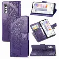 Butterfly Love Flowers Embossed Horizontal Flip Leather Case with Holder & Card Slots & Wallet & Lanyard For LG Velvet 2 Pro(Dark Purple)