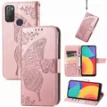 For Alcatel 1S 2021 Butterfly Love Flower Embossed Horizontal Flip Leather Case with Holder & Card Slots & Wallet & Lanyard(Rose Gold)