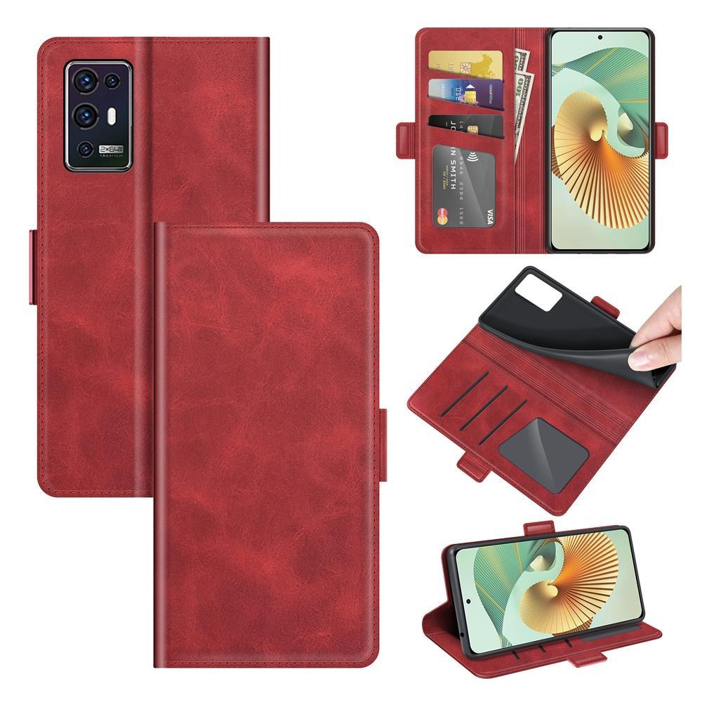 For ZTE Axon 30 Pro 5G Dual-side Magnetic Buckle Horizontal Flip Leather Case with Holder & Card Slots & Wallet(Red)
