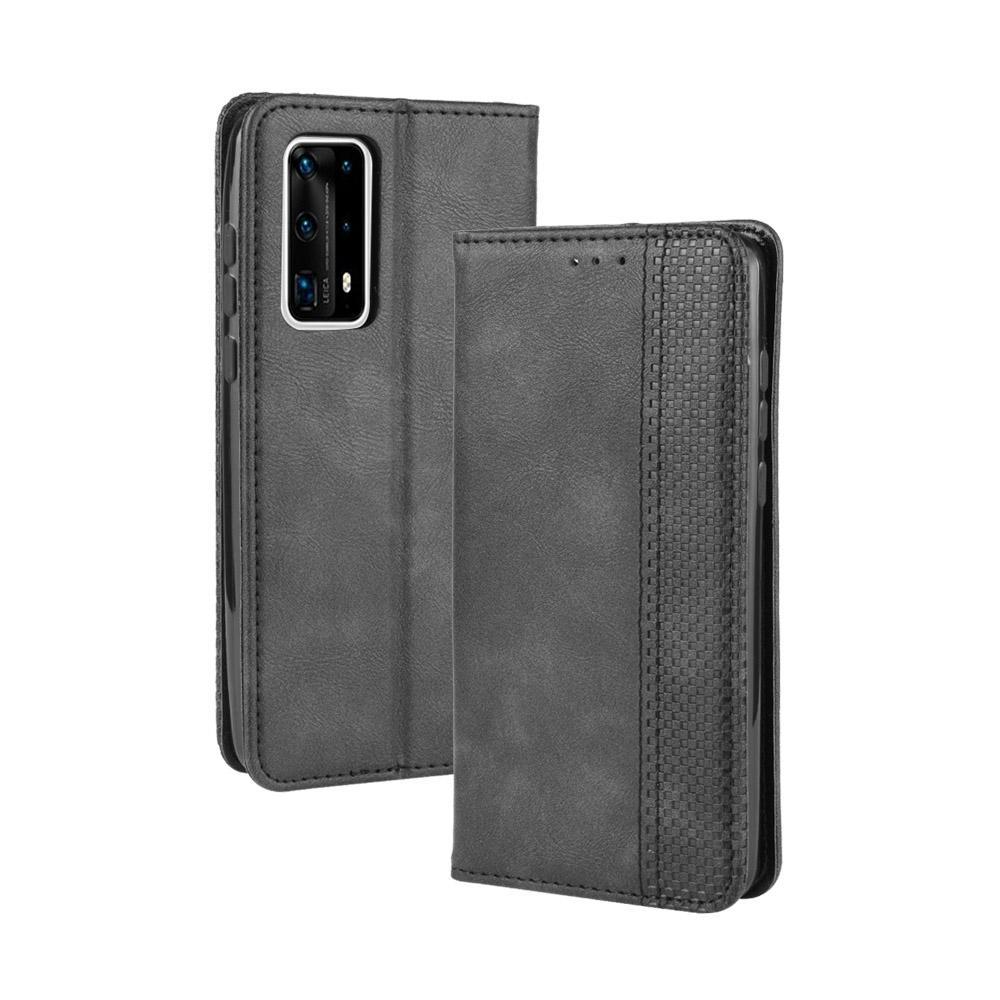 For Huawei P40 Pro+/P40 Pro Plus Magnetic Buckle Retro Crazy Horse Texture Horizontal Flip Leather Case , with Holder & Card Slots & Photo Frame(Blac