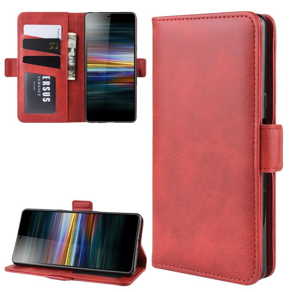 Wallet Stand Leather Cell Phone Case for Sony Xperia L3，with Wallet & Holder & Card Slots(Red)