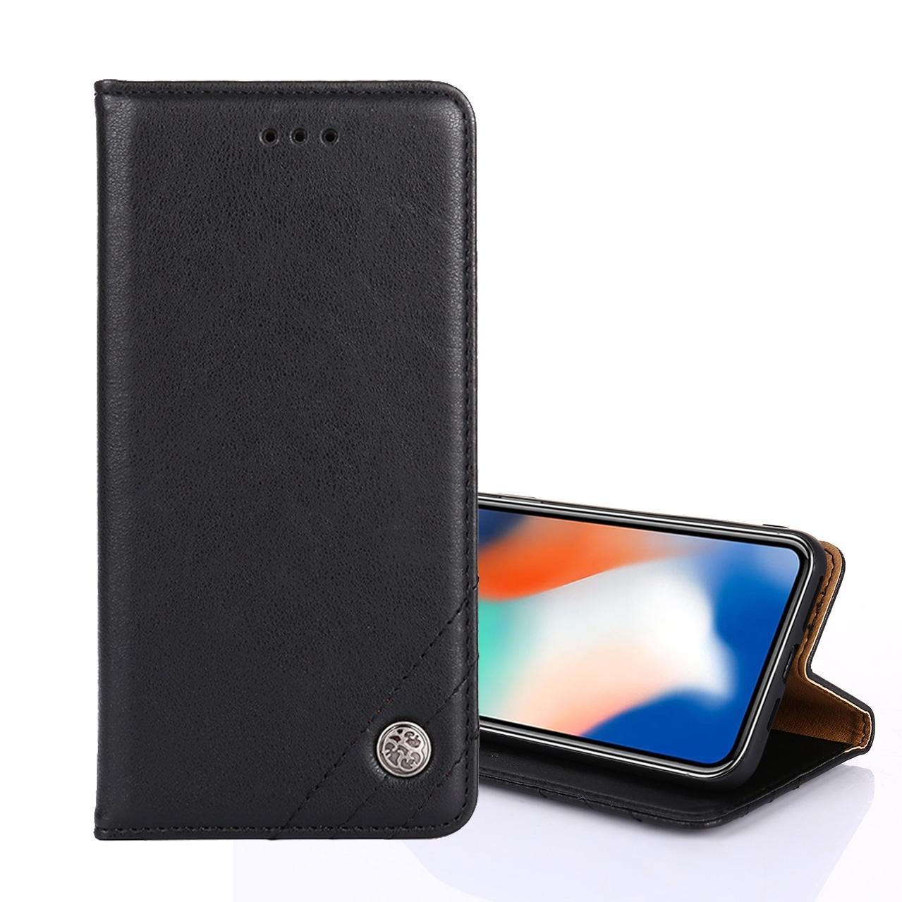 For HTC Desire 12 Non-Magnetic Retro Texture Leather Phone Case(Black)