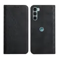 For Motorola Moto G200 5G / Edge S30 Diamond Splicing Skin Feel Magnetic Leather Phone Case(Black)