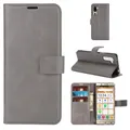 For Sharp Senior Retro Calf Pattern Buckle Horizontal Flip Leather Case with Holder & Card Slots & Wallet(Grey)