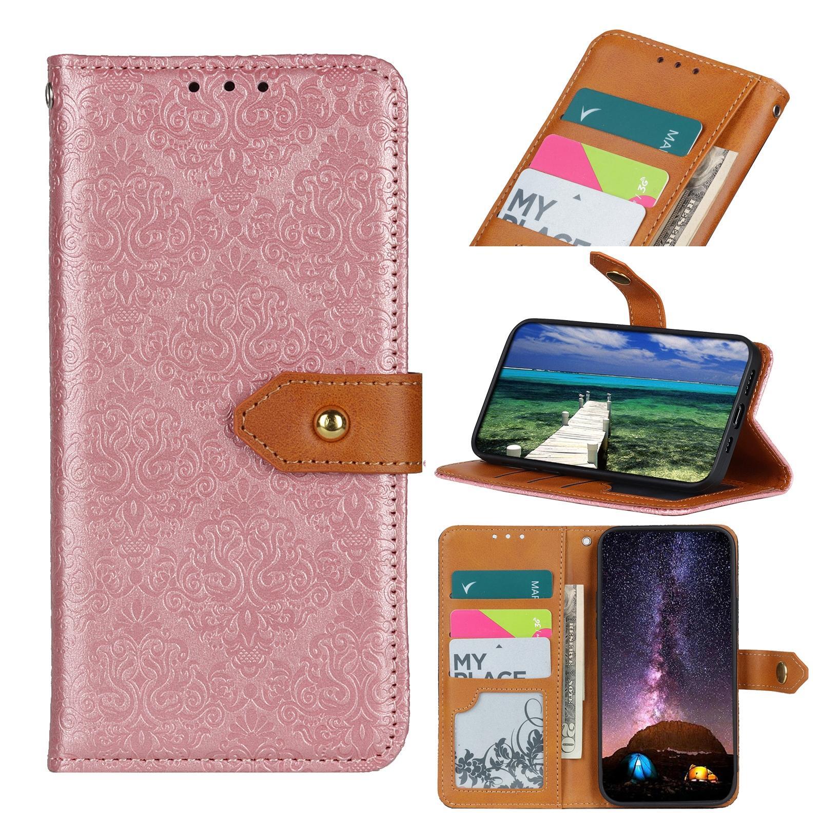 For Nokia 1.4 European Floral Embossed Horizontal Flip PU Leather Case with Holder & Card Slots & Wallet & Photo Frame(Pink)