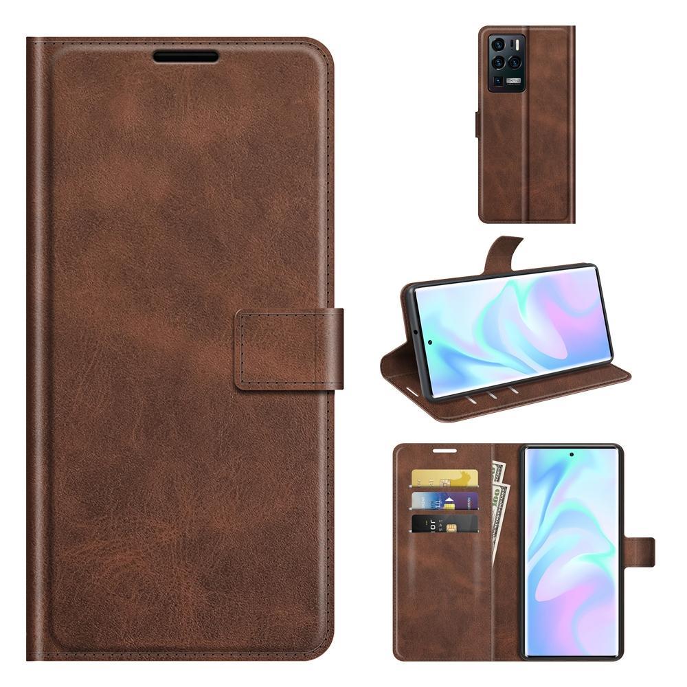 For ZTE Axon 30 Ultra Retro Calf Pattern Buckle Horizontal Flip Leather Case with Holder & Card Slots & Wallet(Dark Brown)
