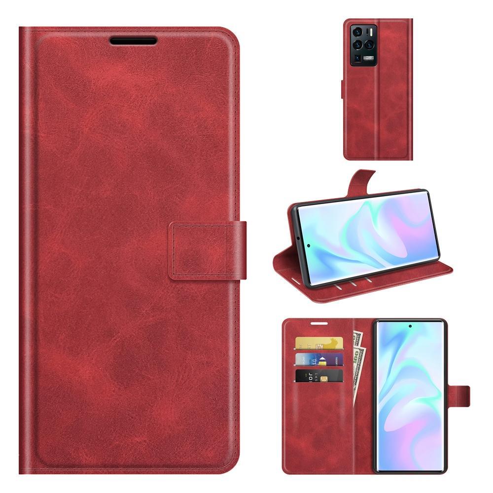 For ZTE Axon 30 Ultra Retro Calf Pattern Buckle Horizontal Flip Leather Case with Holder & Card Slots & Wallet(Red)