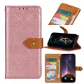 For HTC Desire 21 Pro 5G European Floral Embossed Copper Buckle Horizontal Flip PU Leather Case with Holder & Card Slots & Wallet & Photo Frame(Pink)