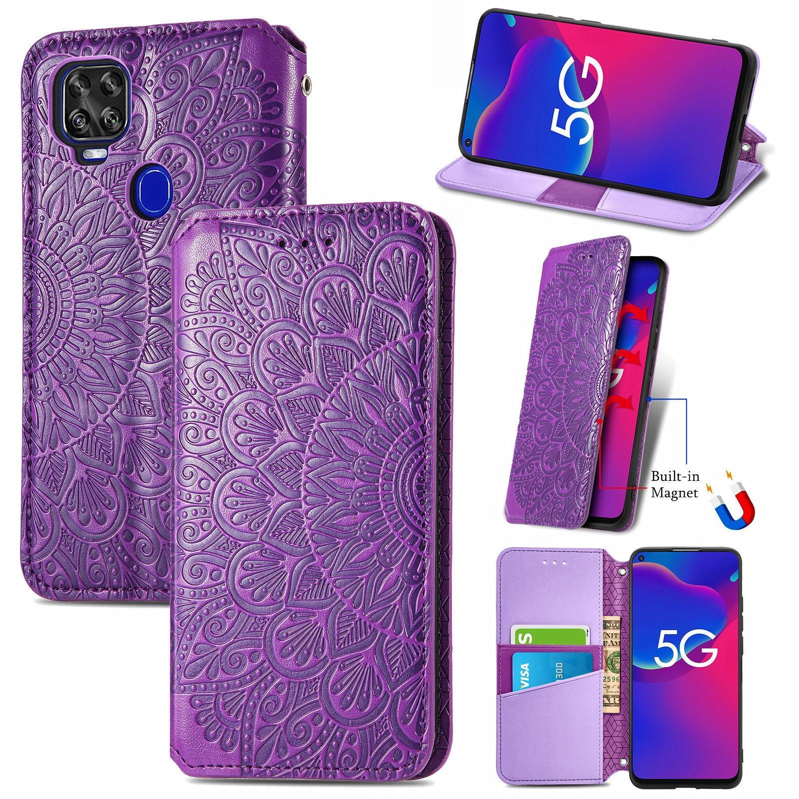 For ZTE Axon 11 SE 5G Blooming Mandala Embossed Pattern Magnetic Horizontal Flip Leather Case with Holder & Card Slots & Wallet(Purple)
