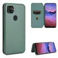 For ZTE A1 ZTG01 5G Carbon Fiber Texture Magnetic Horizontal Flip TPU + PC + PU Leather Case with Card Slot(Green)