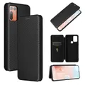 For HTC Desire 20 Plus Carbon Fiber Texture Magnetic Horizontal Flip TPU + PC + PU Leather Case with Card Slot(Black)