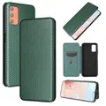 For HTC Desire 21 Pro Carbon Fiber Texture Magnetic Horizontal Flip TPU + PC + PU Leather Case with Card Slot(Green)
