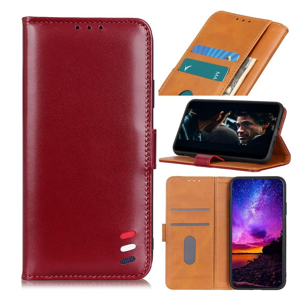 For Sharp Aquos R 5G 3-Color Pearl Texture Magnetic Buckle Horizontal Flip PU Leather Case with Card Slots & Wallet & Holder(Red)