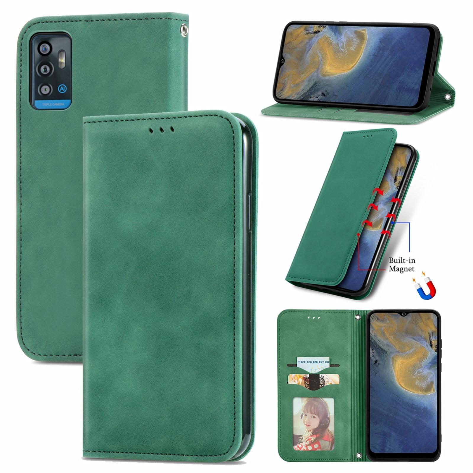 For ZTE A71 Retro Skin Feel Business Magnetic Horizontal Flip Leather Case with Holder & Card Slots & Wallet & Photo Frame(Green)