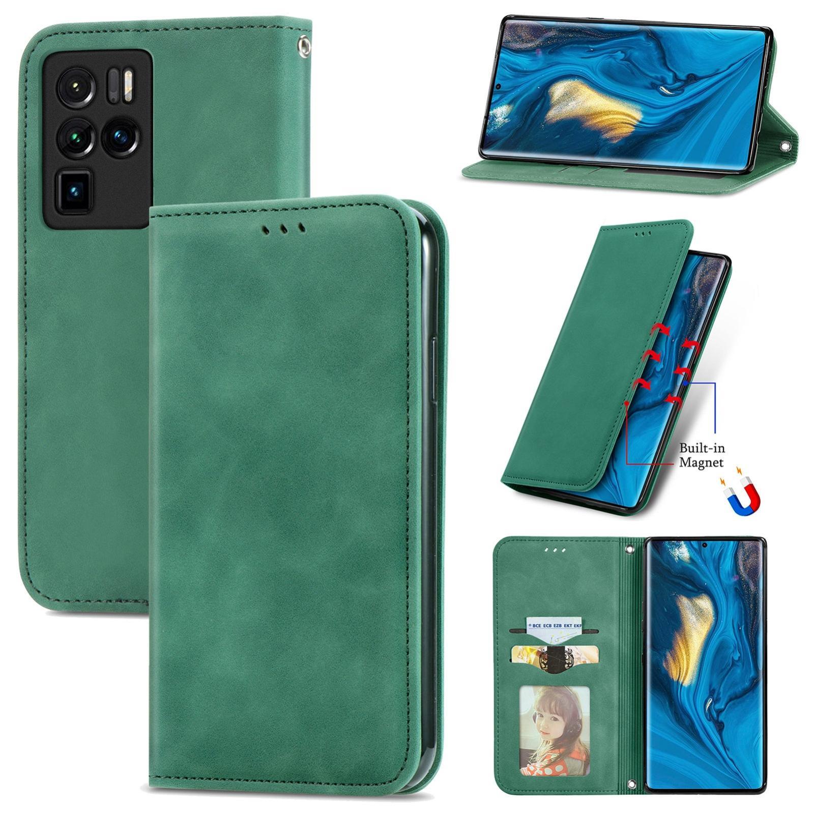 For ZTE Nubia Z30 Pro Retro Skin Feel Business Magnetic Horizontal Flip Leather Case with Holder & Card Slots & Wallet & Photo Frame(Green)