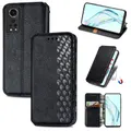 For ZTE Axon 30 5G Cubic Grid Pressed Horizontal Flip Magnetic PU Leather Case with Holder & Card Slots & Wallet(Black)