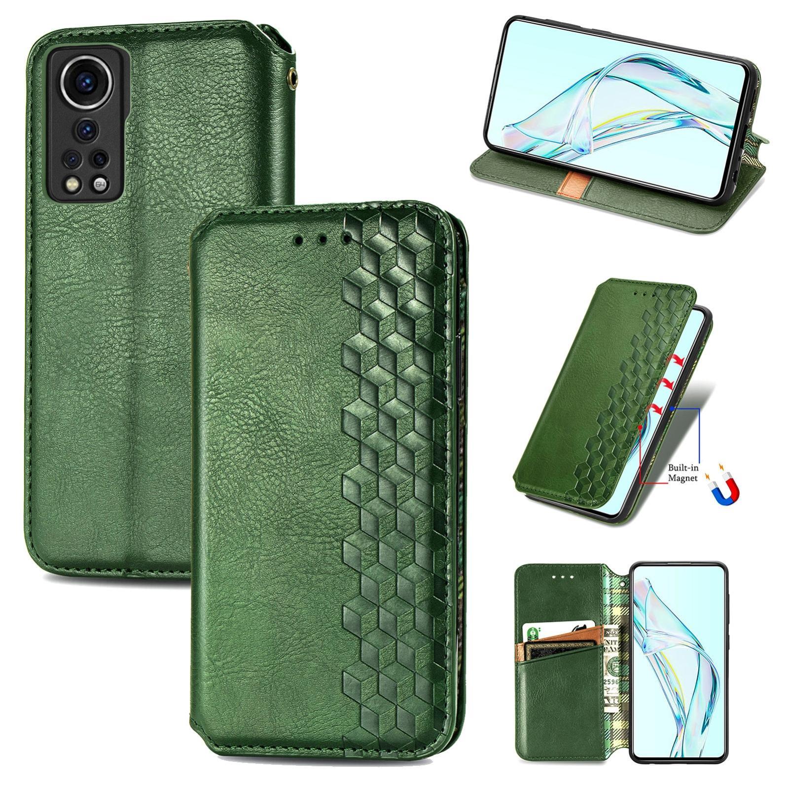 For ZTE Axon 30 5G Cubic Grid Pressed Horizontal Flip Magnetic PU Leather Case with Holder & Card Slots & Wallet(Green)