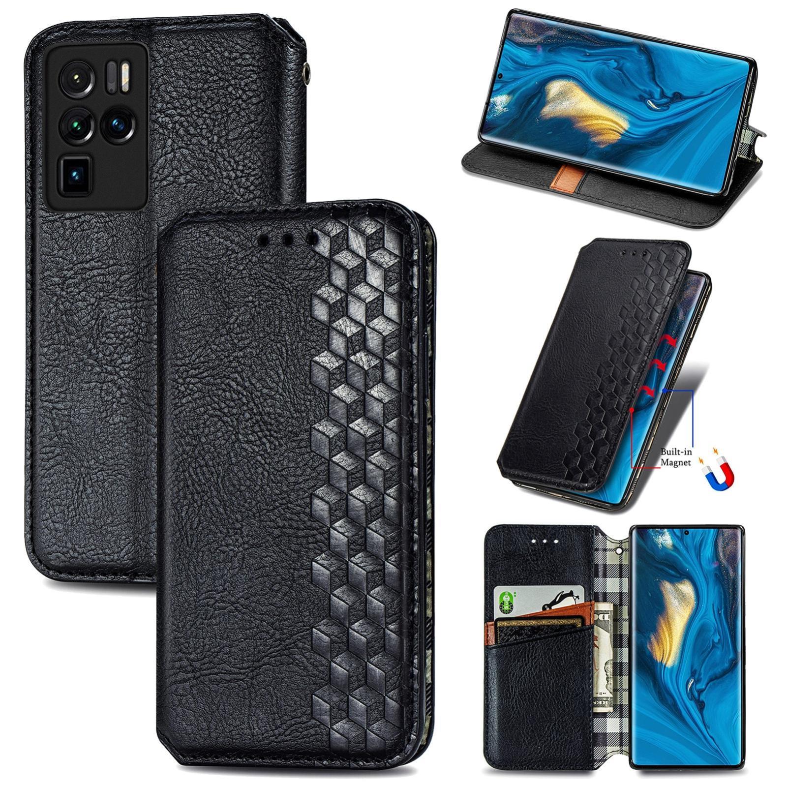 For ZTE nubia Z30 Pro Cubic Grid Pressed Horizontal Flip Magnetic PU Leather Case with Holder & Card Slots & Wallet(Black)