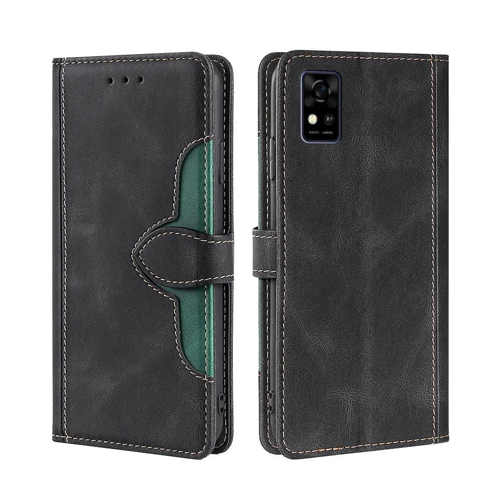 For ZTE Blabe A31 Skin Feel Straw Hat Magnetic Buckle Leather Phone Case(Black)