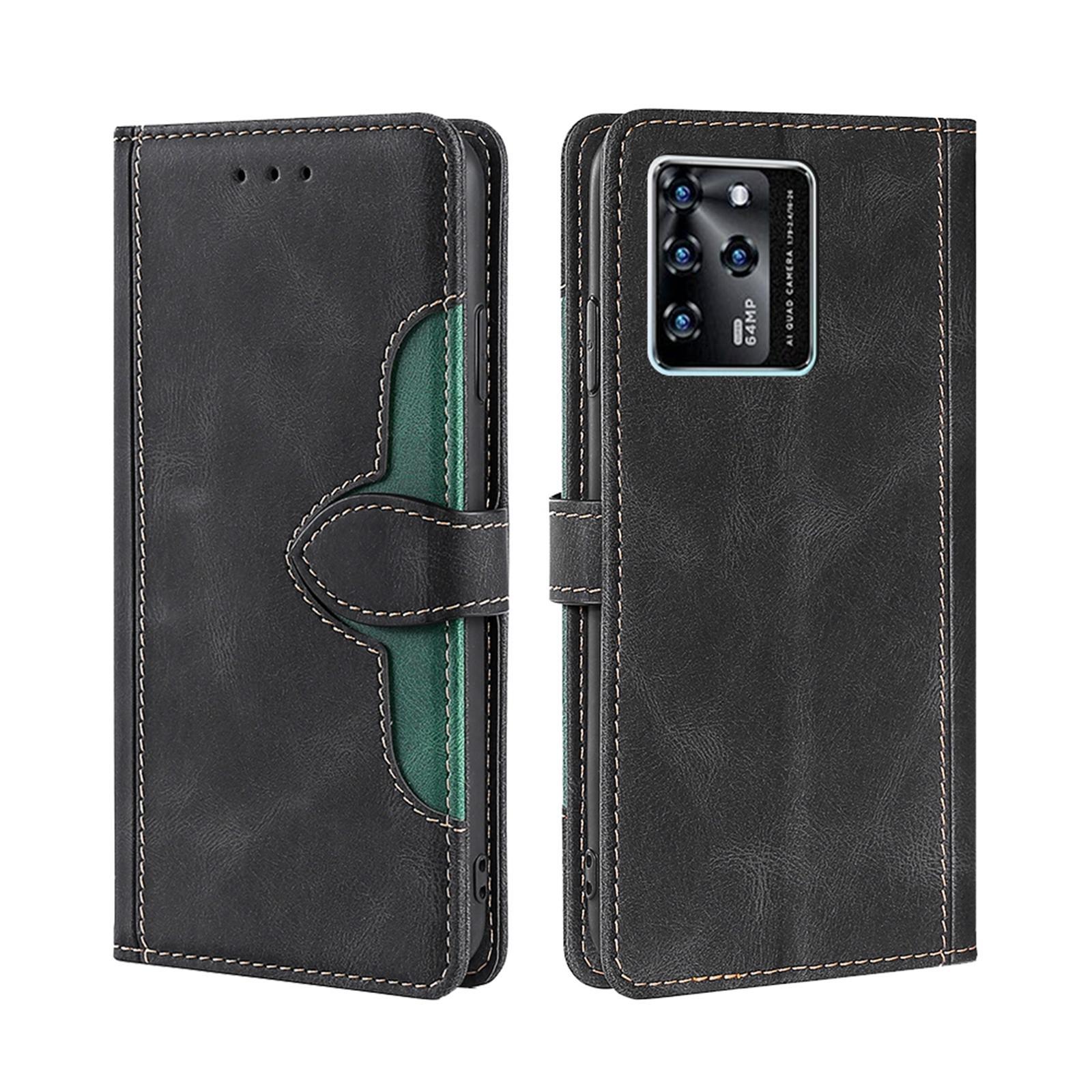 For ZTE Blabe V30 Skin Feel Straw Hat Magnetic Buckle Leather Phone Case(Black)
