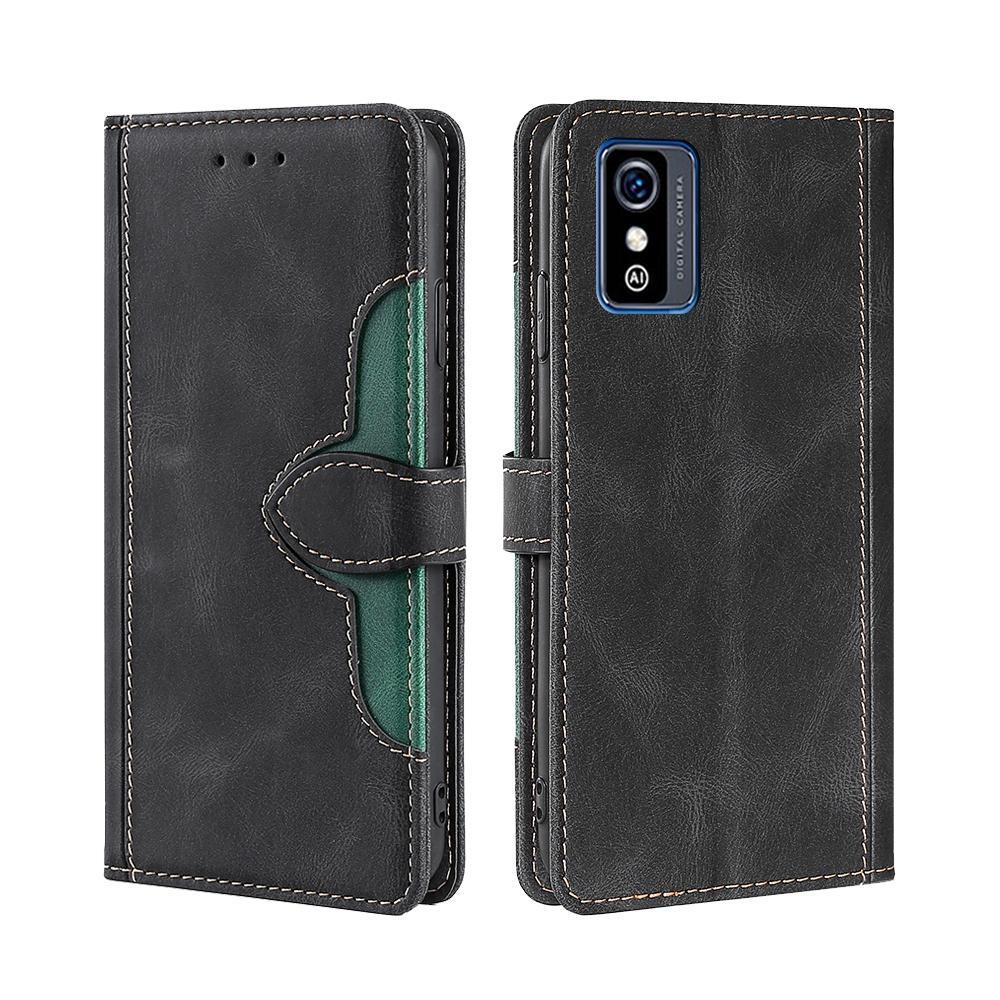 For ZTE Blabe L9 Skin Feel Straw Hat Magnetic Buckle Leather Phone Case(Black)