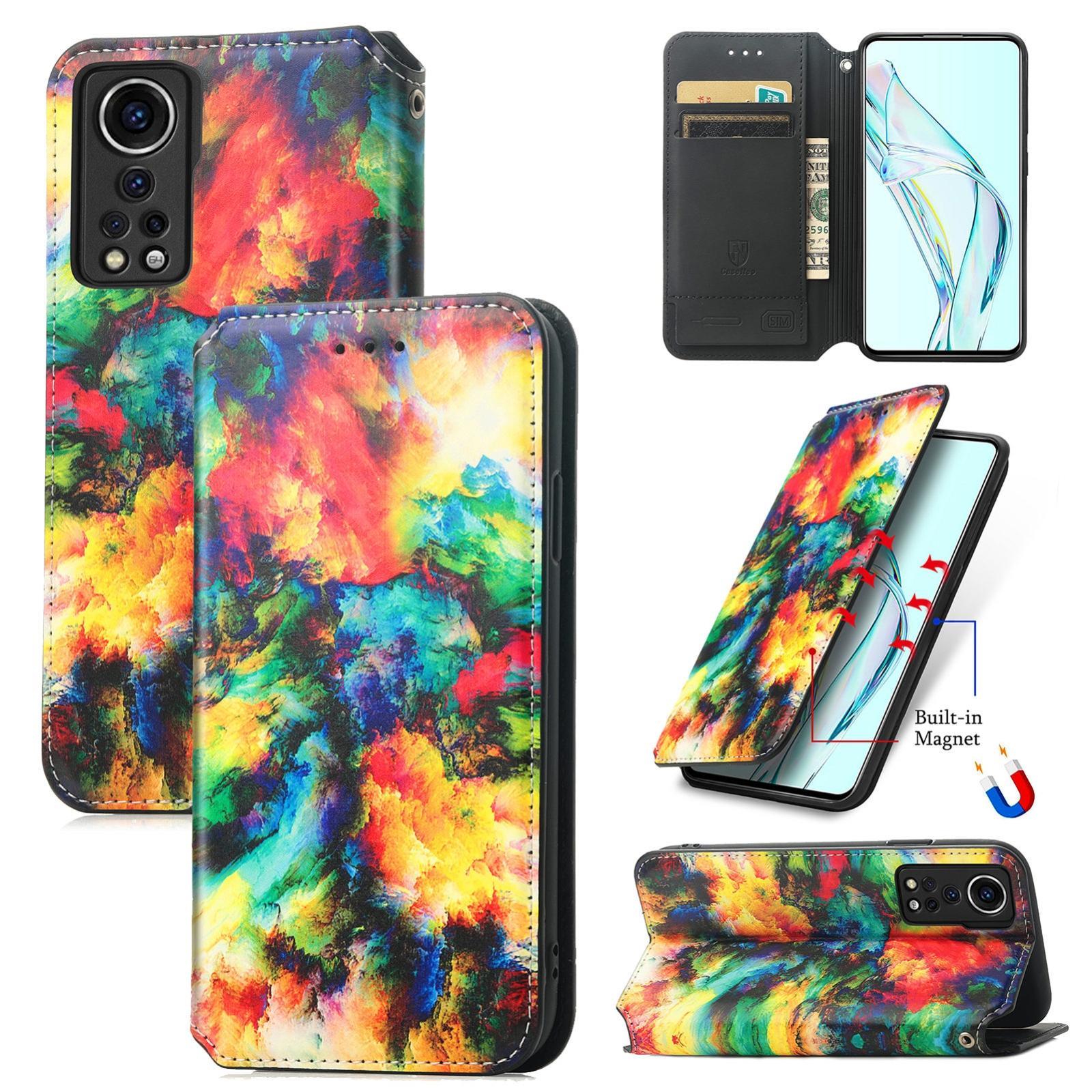 For ZTE Axon 30 5G Colorful Magnetic Horizontal Flip PU Leather Case with Holder & Card Slot & Wallet(Colorful Cloud)