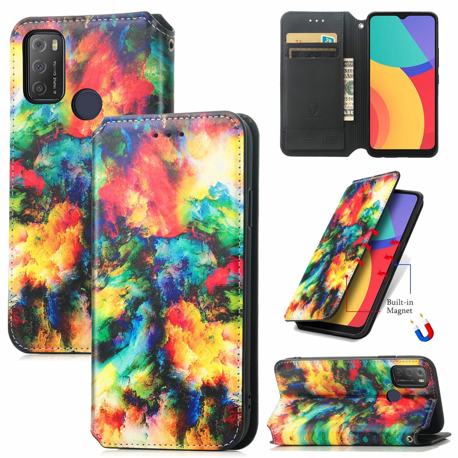 For Alcatel 1S (2021) Colorful Magnetic Horizontal Flip PU Leather Case with Holder & Card Slot & Wallet(Colorful Cloud)
