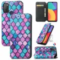 For Alcatel 1S (2021) Colorful Magnetic Horizontal Flip PU Leather Case with Holder & Card Slot & Wallet(Purple Scales)