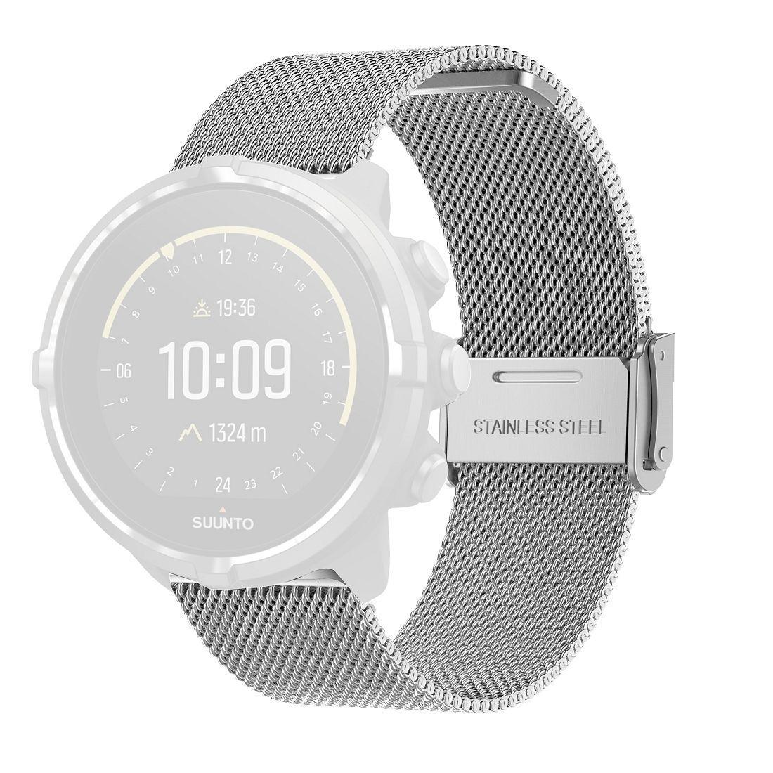 For Suunto 9 Milanese Nice Buckle Replacement Wrist Strap Watchband(Silver)