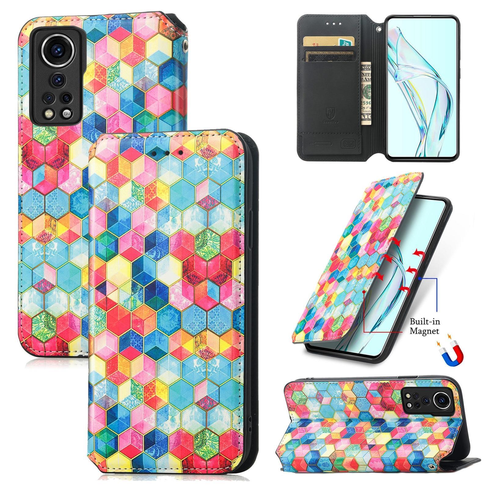 For ZTE Axon 30 5G Colorful Magnetic Horizontal Flip PU Leather Case with Holder & Card Slot & Wallet(Magic Space)