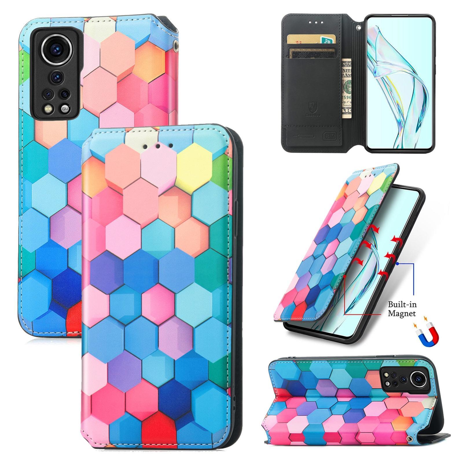 For ZTE Axon 30 5G Colorful Magnetic Horizontal Flip PU Leather Case with Holder & Card Slot & Wallet(Colorful Cube)