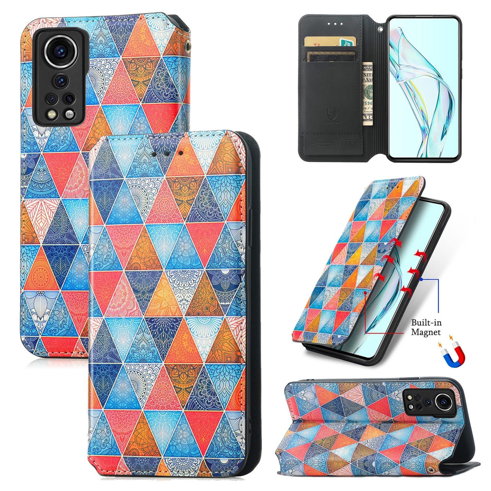 For ZTE Axon 30 5G Colorful Magnetic Horizontal Flip PU Leather Case with Holder & Card Slot & Wallet(Rhombus Mandala)