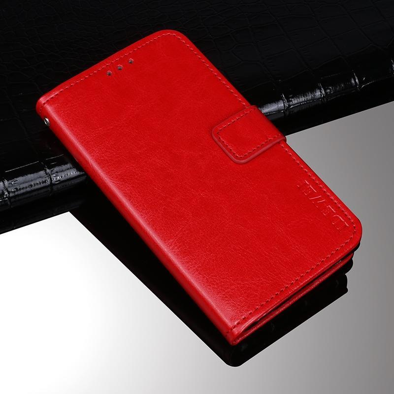For Sharp Aquos R6 idewei Crazy Horse Texture Horizontal Flip Leather Case with Holder & Card Slots & Wallet(Red)