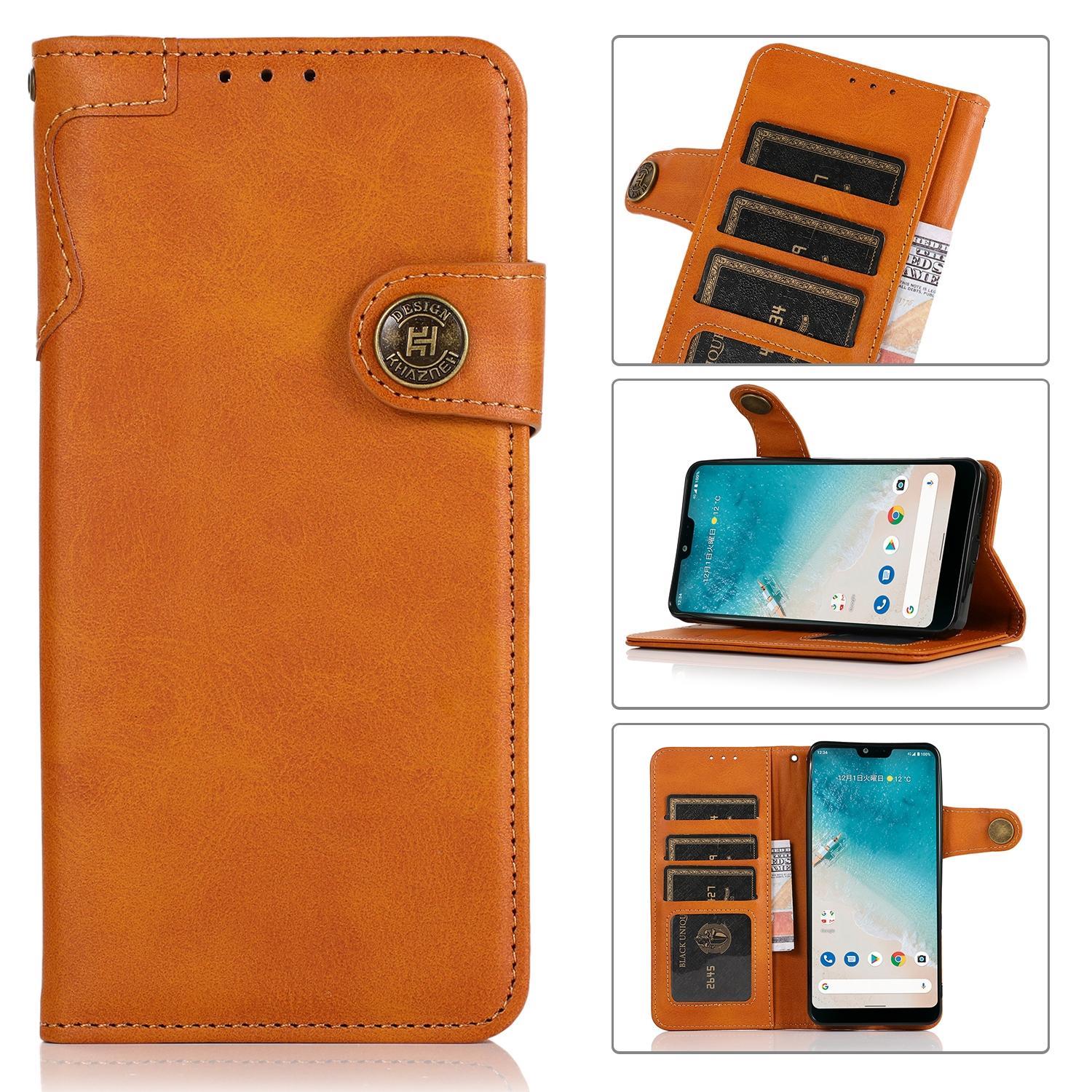For Alcatel 1L (2021) KHAZNEH Dual-Splicing Cowhide Texture Horizontal Flip Leather Case with Holder & Card Slots & Wallet & Photo Frame & Lanyard(Bro