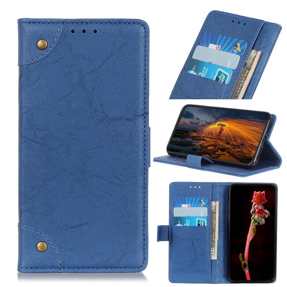 For ZTE Blade A3 2020 Copper Buckle Retro Crazy Horse Texture Horizontal Flip Leather Case with Holder & Card Slots & Wallet(Blue)